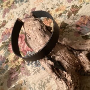 Black Leather Choker Necklace w/ Black Arrowhead Pendant